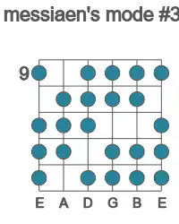 Guitar scale for messiaen's mode #3 in position 9